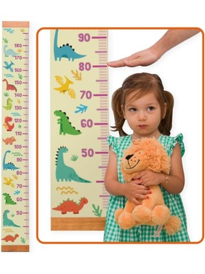 River Çocuklara Doğum Günü Hediyesi Renkli Dinozorlar Duvar Cetveli