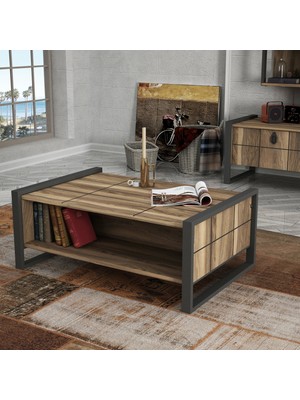 Dekorister Exclusive Lost Metal Orta Sehpa Ceviz