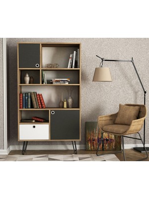 Dekorister Exclusive Karamel Kitaplık Ceviz-antrasit