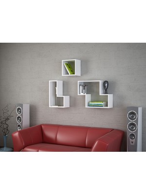 Dekorister Tetris Duvar Rafı Beyaz