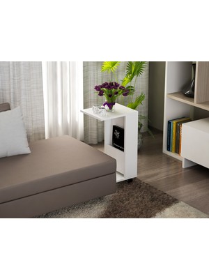 Dekorister Afitab Yan Sehpa Beyaz