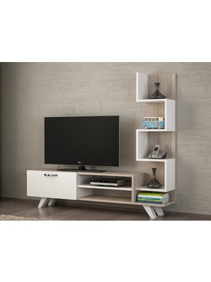 Dekorister Ceren Kitaplıklı Tv Ünitesi Beyaz-cordoba