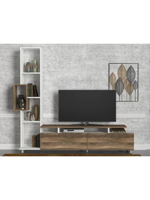 Dekorister Tulip Kitaplıklı Tv Ünitesi Beyaz-ceviz