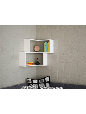 Dekorister Bulut Köşe Duvar Rafı Beyaz