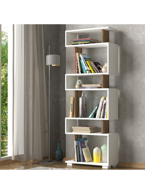 Dekorister Blok Kitaplık Beyaz-ceviz