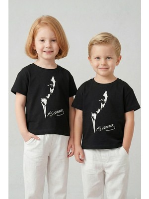 Luess Unisex Çocuk Kabartma Baskı %100 Pamuk  Atatürk Tişört (3-4 Yaş 8-9 Yaş)