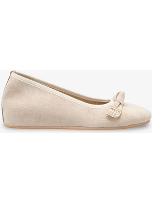 Hilvia Kadın Aksesuarlı Babet - Bej Süet