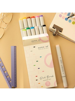 River 12’li Çift Uçlu Alkol Bazlı Marker Kalem Seti – Brush + Chisel