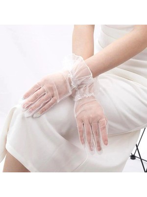 Ne Verelim Size Buğz Kısa Boy Likralı Güpürlü Yetişkin Tül Eldiven