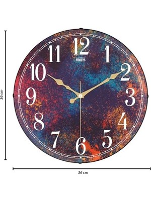 River 36 cm Dekoratif Gerçek Cam Sessiz Mekanizma Duvar Saati