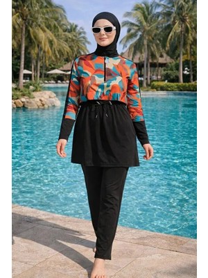 Tesmay Sporcu Likra Yarım Fermuarlı Hızlı Kuruyan Kumaş Kadın Tesettür Mayo(Bandana Dahil Değildir)  3024