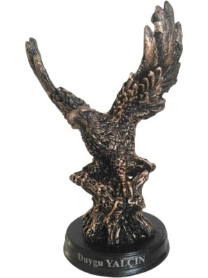 Hediye Fikri Kişiye Özel Polyester Kartal Figürü Dekoratif Heykel 13X9 cm Bronz Görünümlü Masa Üstü Kartal Biblosu