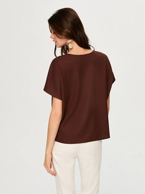 Faik Sönmez Triko Görünümlü Kısa Kol Örme Bluz S26BLZ033