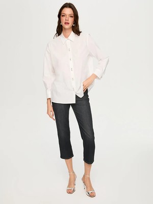 Faik Sönmez Taş Düğme Detaylı Pamuk Poplin Şık Gömlek S26GML015