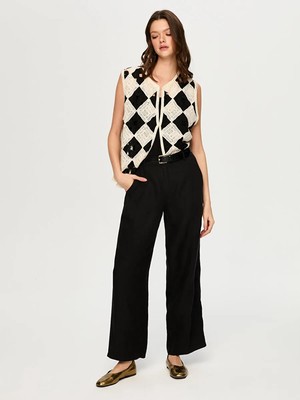 Faik Sönmez Wide Leg Fit %100 Keten Pantolon S26PNT010