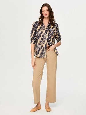 Faik Sönmez Küçük Yaprak Desen Uzun Kol Pamuk Vual Gömlek S26GML043