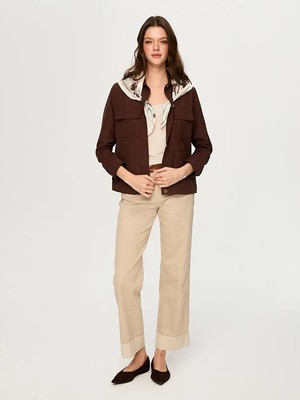 Faik Sönmez Desenli Fular Aksesuarlı Pamuklu Ceket S26CKT031