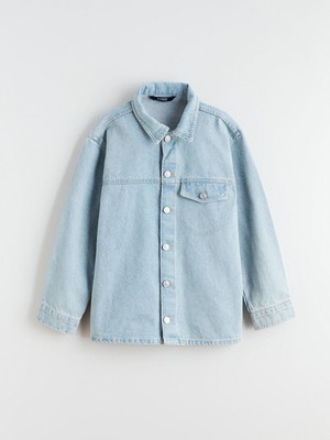 Lcw Indigo Uzun Kollu Erkek Çocuk Jean Gömlek