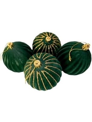 River Yılbaşı Topu 8 cm Kadife 4'lü Yeşil Süs