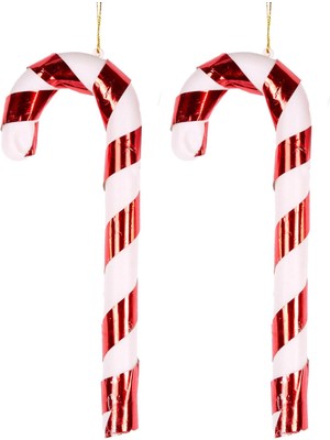 River Yılbaşı Süsü Baston 2'li Set Kırmızı-Beyaz 8X21 Cm.