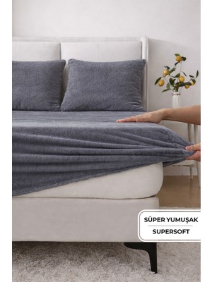 Evien Home Süper Yumuşak Flanel Wellsoft Lastikli Çarşaf Seti Tek/çift Kişilik Antrasit