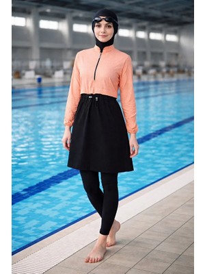 Tesmay Hızlı Kuruyan Sporcu Likra Paraşüt Kumaş Garson Boy Çocuk Tesettür Mayo 27108