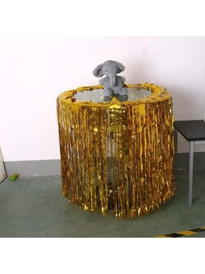 River Püsküllü Işıltılı Altın Renk Masa Eteği 4 Metre