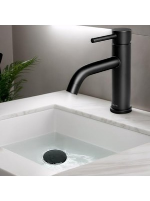 River Soka Banyo Bataryası Tek Kolu Siyah Banyo Lavabo Bataryası Mat Tek Delikli Lavabo Vanity Musluk 1 Veya 3 Delikli Banyo Bataryası Tek Kolu Tahliye ve Güverte Plakalı Banyo