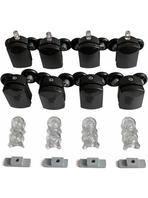 River Cam Duşakabin Tekerleği Metal Gövde Siyah 8'li Tam Set