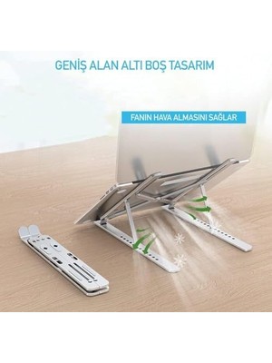 River Metal Laptop Tablet iPad Dizüstü Bilgisayar Standı 7-17.3 Inç Tüm Cihazlar Için 7 Seviye Yükseklik Ayarı Taşınabilir Kaymaz Laptop Yükseltici Havalandırmalı Soğutma Katlanabilir Masaüstü Standı