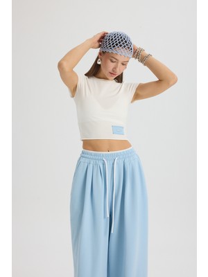 Mai Albane Bel Detay Mavi Crop Eşofman Takım