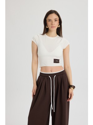 Mai Albane Bel Detay Kahve Crop Eşofman Takım