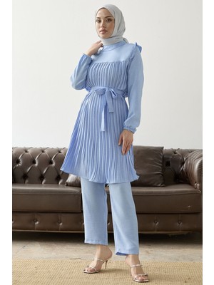 inStyle Önü Pileli Fırfır Detay Bebe Mavisi Takım