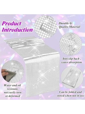 River Masa Örtüsü, Disko Gümüş Renk, Parlak, 33 x 274 Cm, Modern Tarz, Polyester Kumaş, Düz Desen, Parti ve Dekorasyonlar Için Mükemmel