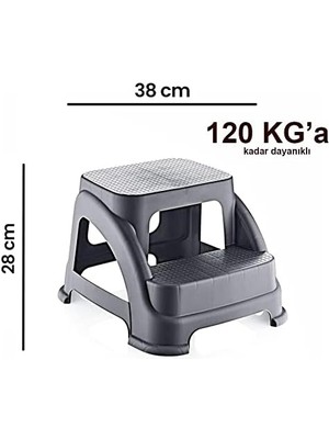 River Iki Basamaklı Kaymaz Tabure - 120 kg Taşıma Kapasiteli - Basamaklı Tabure - Sert Plastik