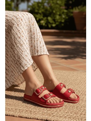 Perla Kadın Ortopedik Taban Çift Tokalı Konfor Terlik - Şık ve Rahat Günlük Kullanım