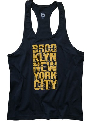 Bluu Fitness Lacivert Gym Tank Top Sporcu Atleti Özellikli Kadın Modeli
