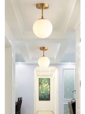 Allians Şık Beyaz Camlı Eskitme Avize, Mutfak ve Balkon Dekoru