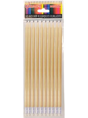 River Naturel Yuvarlak Kurşun Kalem Seti, Silgili, 10 Adet