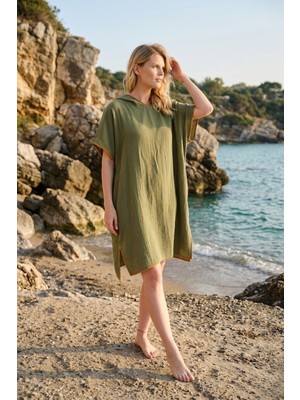 Miespiga Unisex Müslin Kapüşonlu Surf Yetişkin Panço