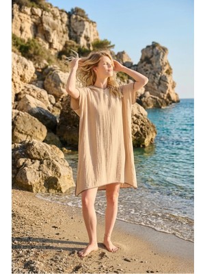 Miespiga Unisex Müslin Kapüşonlu Surf Yetişkin Panço