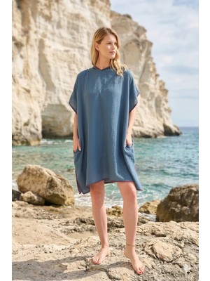 Miespiga Unisex Müslin Kapüşonlu Surf Yetişkin Panço