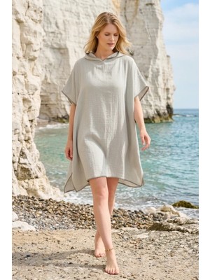 Miespiga Unisex Müslin Kapüşonlu Surf Yetişkin Panço