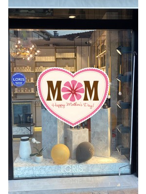 New Jargon Anneler Günü Mom Happy Mother's Day Cam Vitrin Stickerı 50 cm