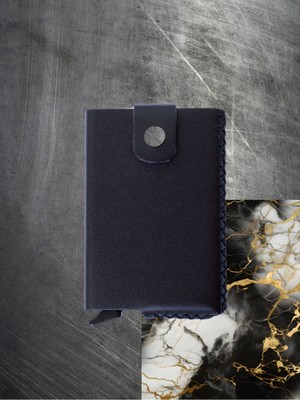 Oldso Hakiki Deri Çıtçıtlı Minimal Kartlık Cüzdan (Tek Gözlüler Anahtarlık Hediyeli)