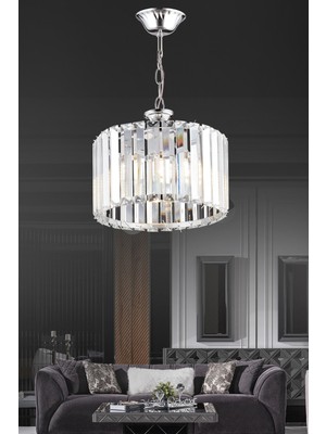 Allians Modern Kristal Krom Taşlı 25 Lik Avize, Şık ve Zarif Aydınlatma