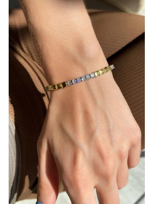 Spossy Silver Jewelry Su Yolu Pırlanta Kilit Bileklik