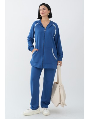 inStyle Fermuarlı Çoban Dikiş Mavi Ikili Takım