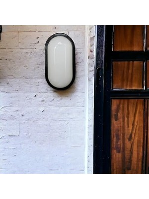 River 15W Siyah IP65 Oval LED Tavan ve Duvar Lambası | 1500 Lümen Beyaz Işık | Su ve Toz Geçirmez Banyo Bahçe Balkon Aydınlatma Armatürü 220V