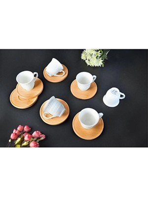 2 Adet Paçi Kahve Fincan Seti 6lı Bambu Altlık
